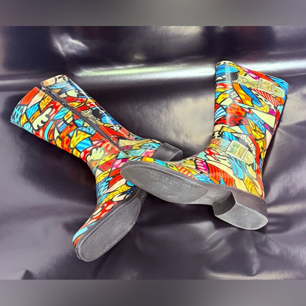 Donald J. Pliner Multicolor Abstract Knee-High Boots - Picture 6 of 9